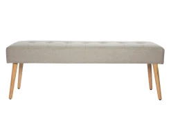 Miliboo Banc|Bout De Lit-Banc scandinave capitonné en tissu effet velours texturé gris clair et bois clair L130 cm GUESTA