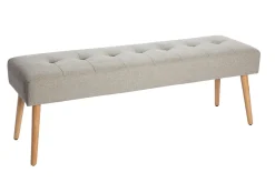 Miliboo Banc|Bout De Lit-Banc scandinave capitonné en tissu effet velours texturé gris clair et bois clair L130 cm GUESTA
