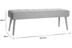 Miliboo Banc|Bout De Lit-Banc scandinave capitonné en tissu effet velours texturé gris clair et bois clair L130 cm GUESTA