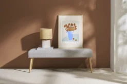 Miliboo Banc|Bout De Lit-Banc scandinave capitonné en tissu effet velours texturé gris clair et bois clair L130 cm GUESTA