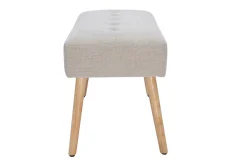 Miliboo Bout De Lit-Banc scandinave capitonné en tissu effet velours texturé beige et bois clair L96 cm GUESTA