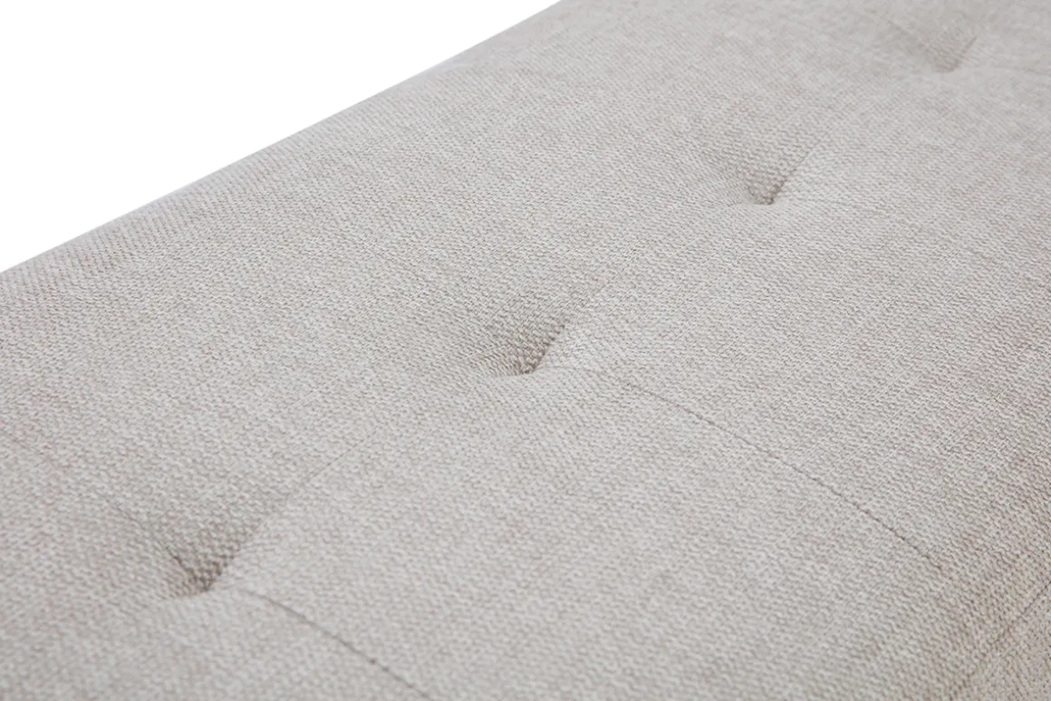 Miliboo Bout De Lit-Banc scandinave capitonné en tissu effet velours texturé beige et bois clair L96 cm GUESTA