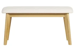 Miliboo Banc-Banc scandinave en tissu effet laine bouclée blanc et bois clair L92 cm ELION