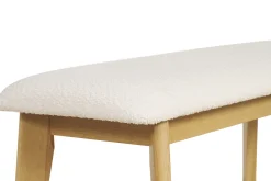 Miliboo Banc-Banc scandinave en tissu effet laine bouclée blanc et bois clair L92 cm ELION