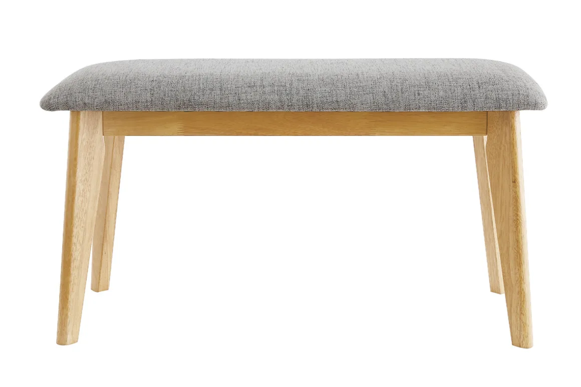 Miliboo Banc-Banc scandinave en tissu gris clair et bois clair L92 cm ELION