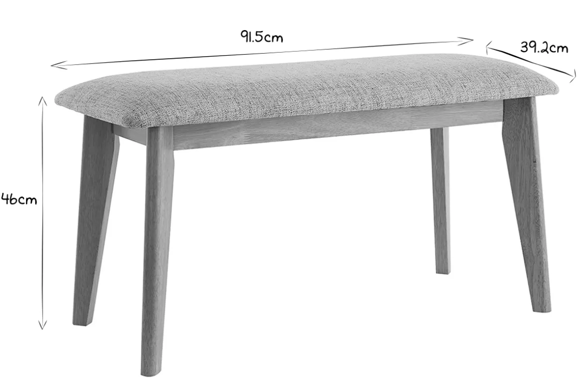 Miliboo Banc-Banc scandinave en tissu gris clair et bois clair L92 cm ELION