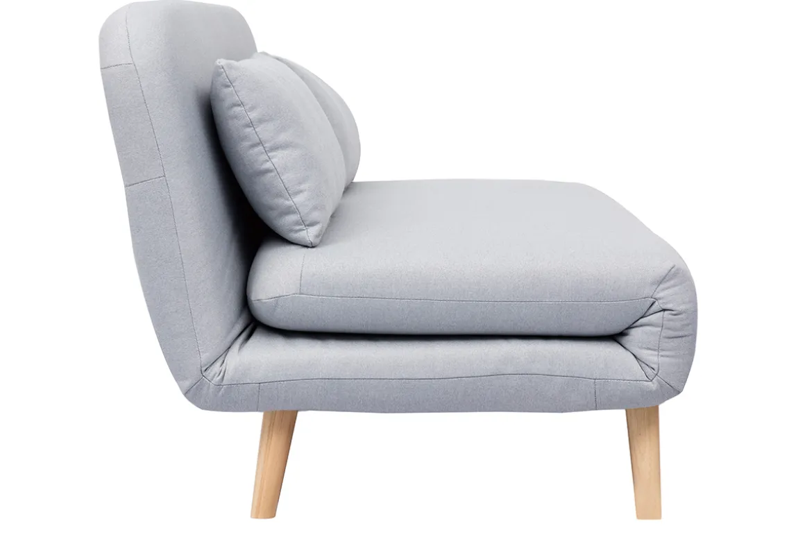 Miliboo Canapé Convertible|Voir Tous Les Canapés-Banquette convertible 2 places en tissu gris clair et bois clair AMIKO