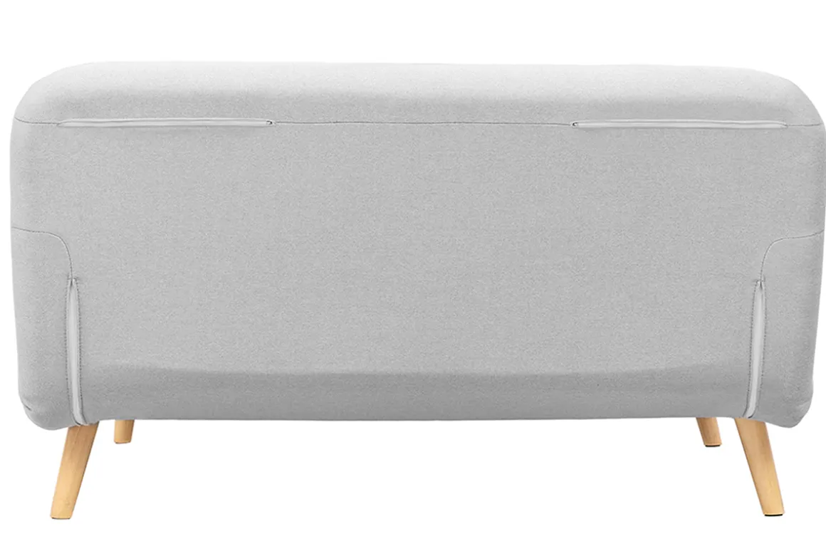 Miliboo Canapé Convertible|Voir Tous Les Canapés-Banquette convertible 2 places en tissu gris clair et bois clair AMIKO