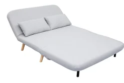 Miliboo Canapé Convertible|Voir Tous Les Canapés-Banquette convertible 2 places en tissu gris clair et bois clair AMIKO