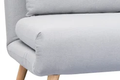 Miliboo Canapé Convertible|Voir Tous Les Canapés-Banquette convertible 2 places en tissu gris clair et bois clair AMIKO