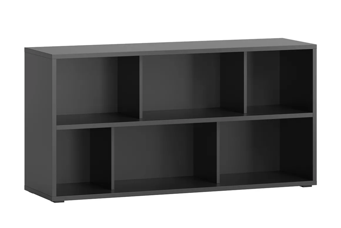 Miliboo Bibliothèque Et Étagère|Bibliothèque Et Étagère-Bibliothèque basse noire L140 cm EPURE