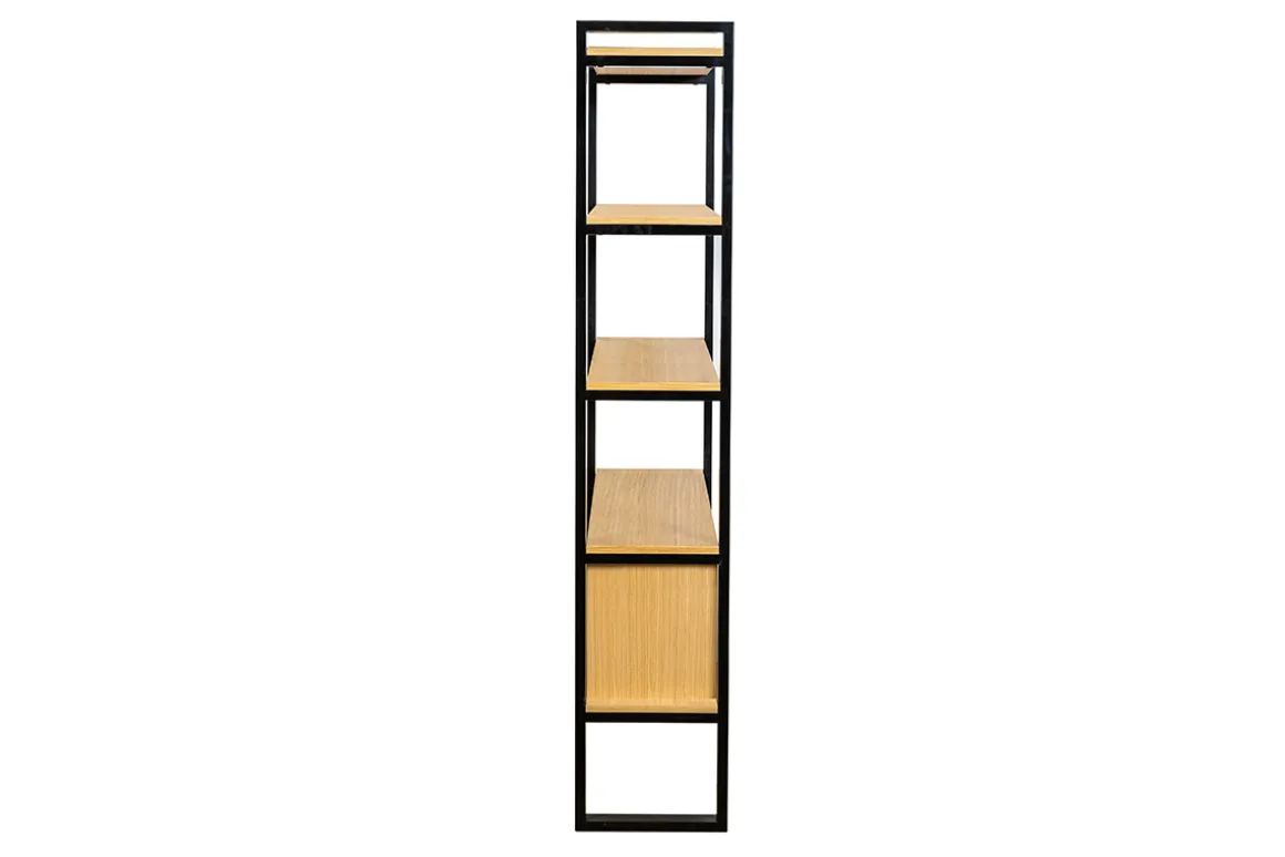 Miliboo Bibliothèque Et Étagère|Bibliothèque Et Étagère-Bibliothèque bois clair chêne et métal noir H195 cm OPAL