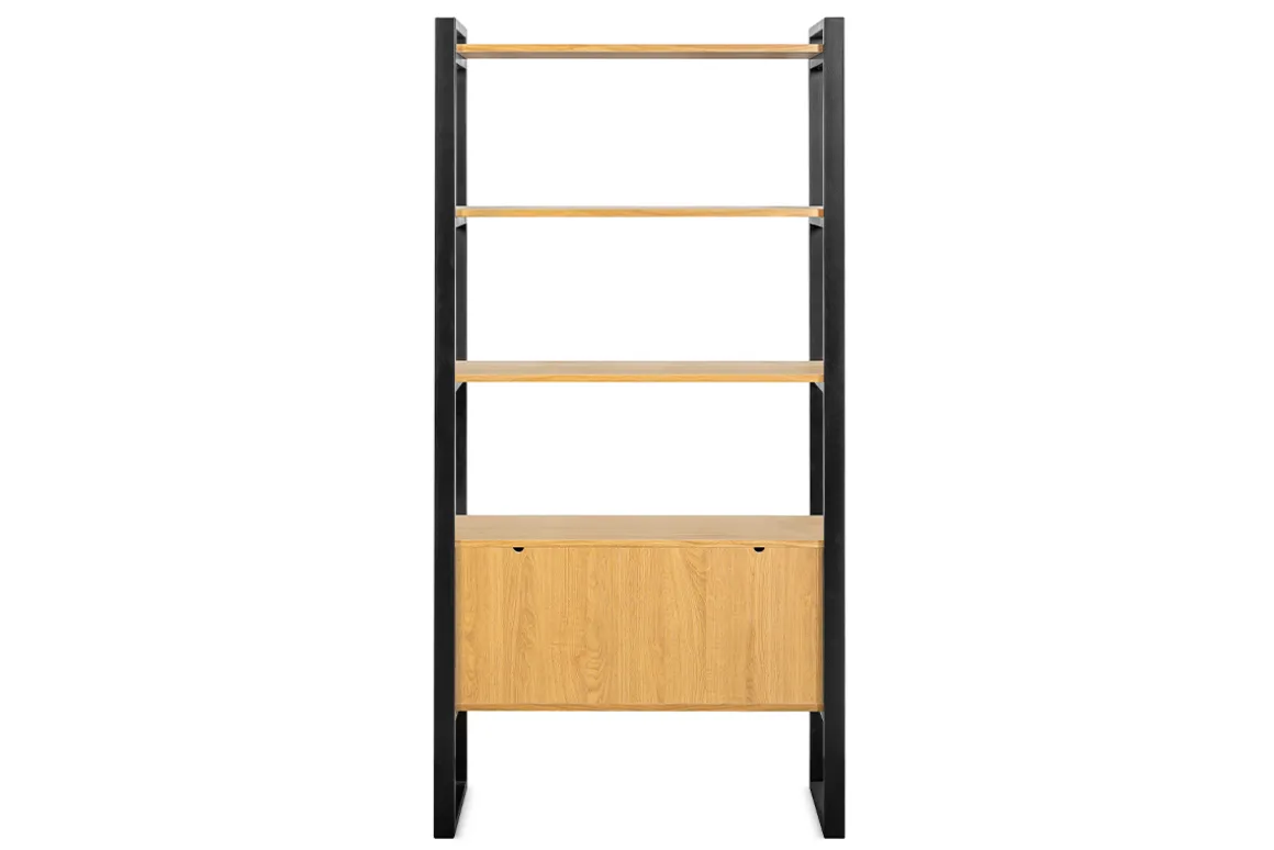 Miliboo Bibliothèque Et Étagère|Bibliothèque Et Étagère-Bibliothèque bois clair chêne et métal noir H195 cm OPAL