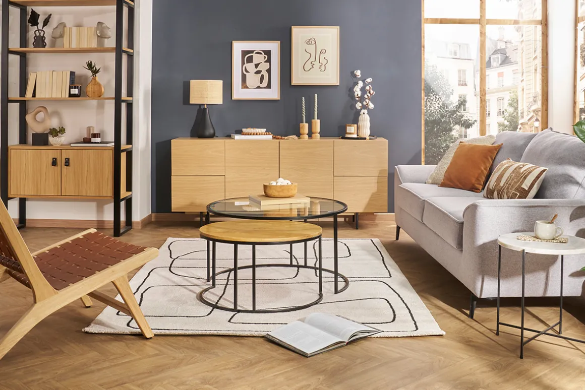 Miliboo Bibliothèque Et Étagère|Bibliothèque Et Étagère-Bibliothèque bois clair chêne et métal noir H195 cm OPAL