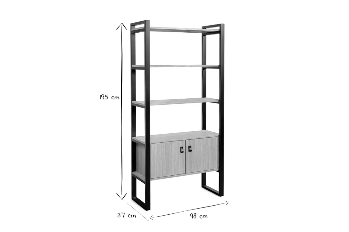 Miliboo Bibliothèque Et Étagère|Bibliothèque Et Étagère-Bibliothèque bois clair chêne et métal noir H195 cm OPAL