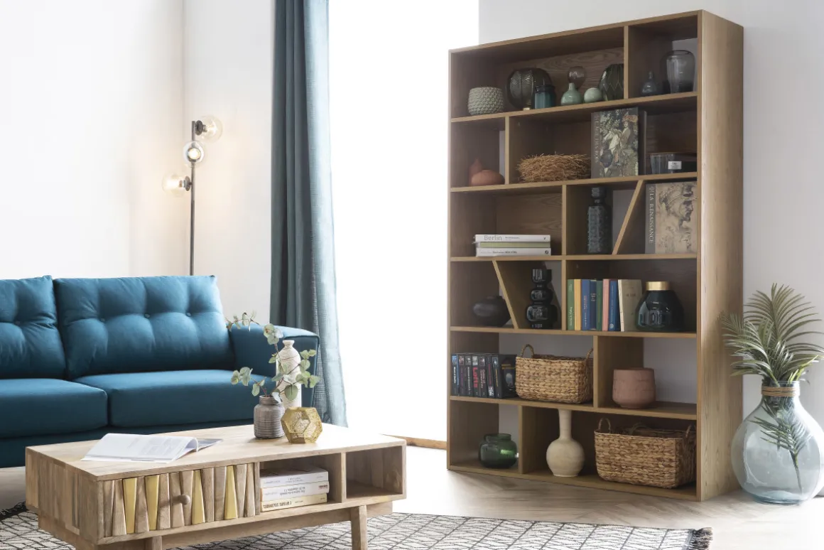 Miliboo Bibliothèque Et Étagère|Bibliothèque Et Étagère-Bibliothèque design en bois clair L120 cm AZTEQUE