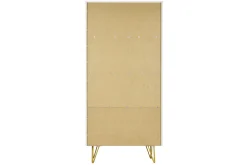 Miliboo Bibliothèque Et Étagère|Bibliothèque Et Étagère-Bibliothèque design gravée blanc mat et métal doré 2 portes L86 cm OZEN