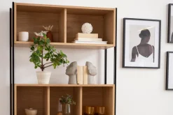 Miliboo Bibliothèque Et Étagère|Bibliothèque Et Étagère-Bibliothèque en bois clair chêne et métal noir L98 cm SILKA