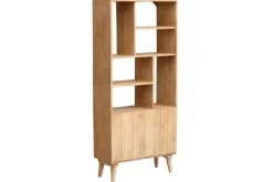 Miliboo Bibliothèque Et Étagère|Bibliothèque Et Étagère-Bibliothèque en bois manguier massif 2 portes gravées L80 cm RUBIA