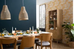 Miliboo Bibliothèque Et Étagère|Bibliothèque Et Étagère-Bibliothèque en bois manguier massif 2 portes gravées L80 cm RUBIA