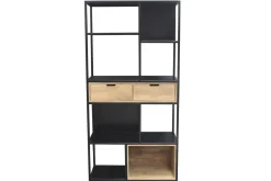 Miliboo Bibliothèque Et Étagère|Bibliothèque Et Étagère-Bibliothèque en métal noir et bois manguier massif L90 cm JAIPUR