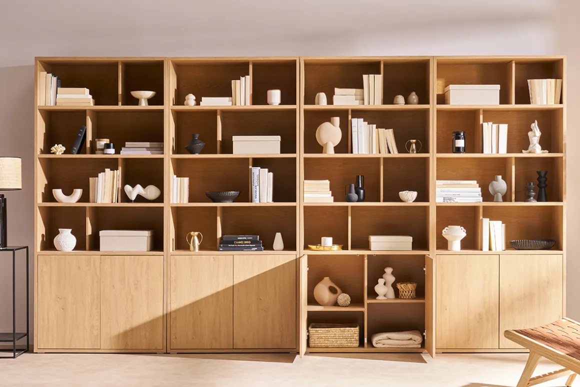 Miliboo Bibliothèque Et Étagère|Bibliothèque Et Étagère-Bibliothèque finition bois clair chêne L92 cm NAGANO