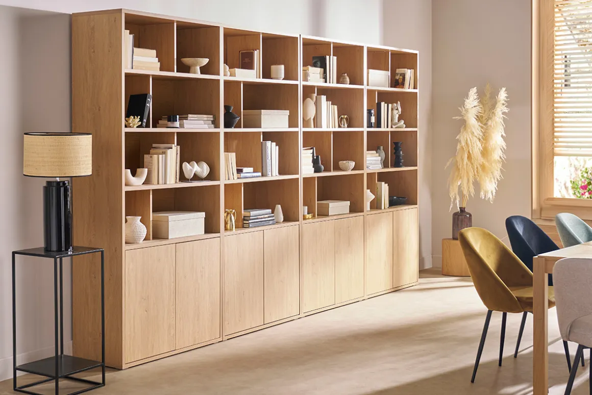 Miliboo Bibliothèque Et Étagère|Bibliothèque Et Étagère-Bibliothèque finition bois clair chêne L92 cm NAGANO