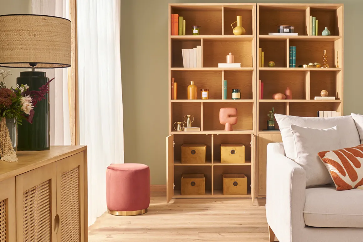 Miliboo Bibliothèque Et Étagère|Bibliothèque Et Étagère-Bibliothèque finition bois clair chêne L92 cm NAGANO