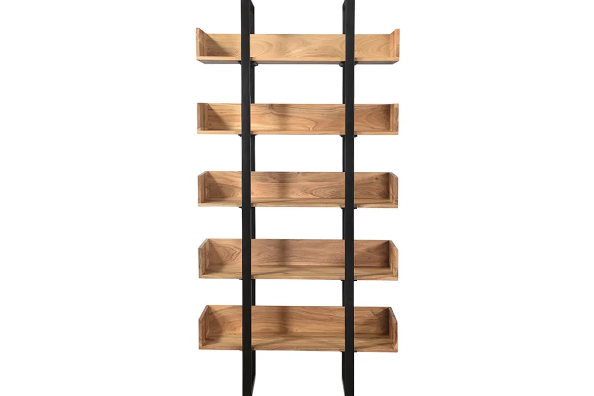 Miliboo Bibliothèque Et Étagère|Bibliothèque Et Étagère-Bibliothèque industrielle en bois massif et métal noir L90 cm TAO