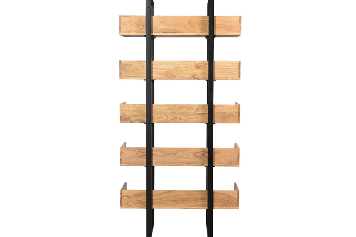 Miliboo Bibliothèque Et Étagère|Bibliothèque Et Étagère-Bibliothèque industrielle en bois massif et métal noir L90 cm TAO