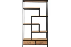 Miliboo Bibliothèque Et Étagère|Bibliothèque Et Étagère-Bibliothèque industrielle en bois massif et métal noir L90 cm JASPE