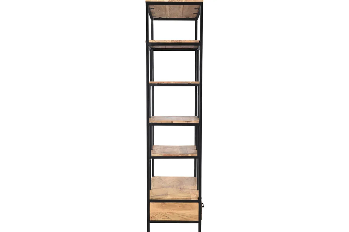 Miliboo Bibliothèque Et Étagère|Bibliothèque Et Étagère-Bibliothèque industrielle en bois massif et métal noir L90 cm JASPE