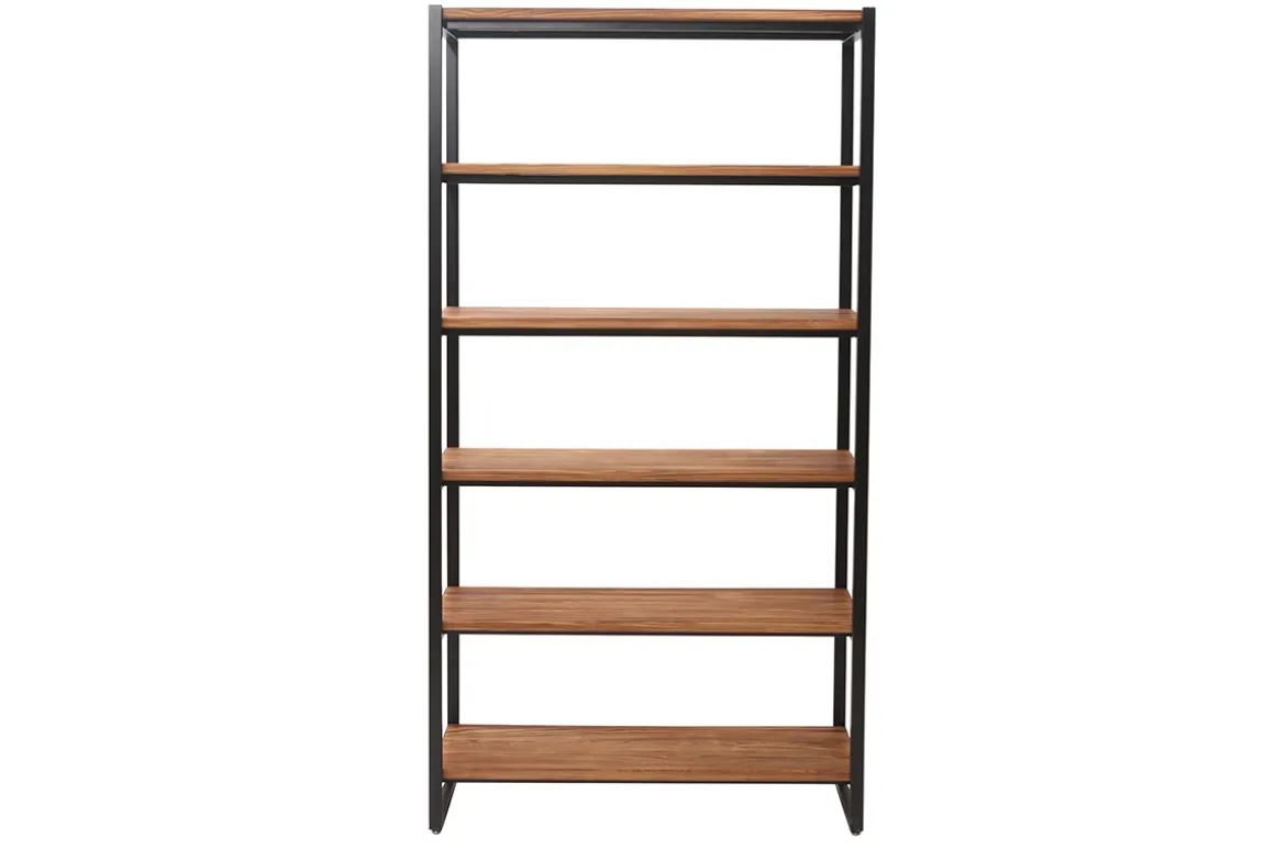 Miliboo Bibliothèque Et Étagère|Bibliothèque Et Étagère-Bibliothèque industrielle ouverte en bois clair et métal noir L100 cm ARISTOTE