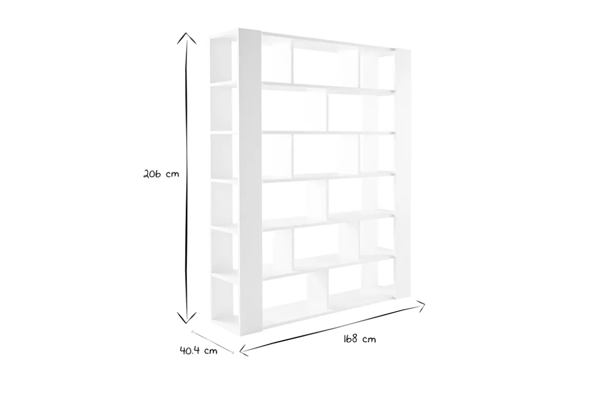 Miliboo Bibliothèque Et Étagère|Bibliothèque Et Étagère-Bibliothèque multi casiers design finition bois blanc chêne L168 cm MUSSO