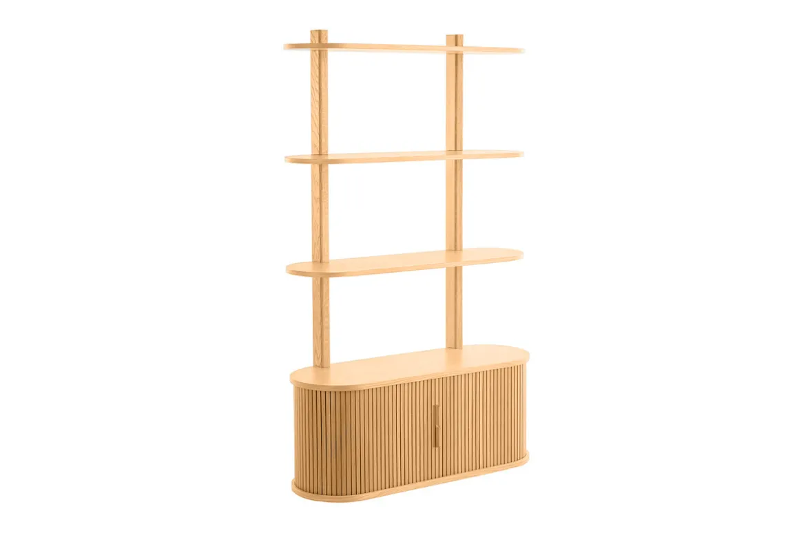 Miliboo Bibliothèque Et Étagère|Bibliothèque Et Étagère-Bibliothèque murale en bois clair chêne avec rangement 2 portes coulissantes L90 cm EPIC