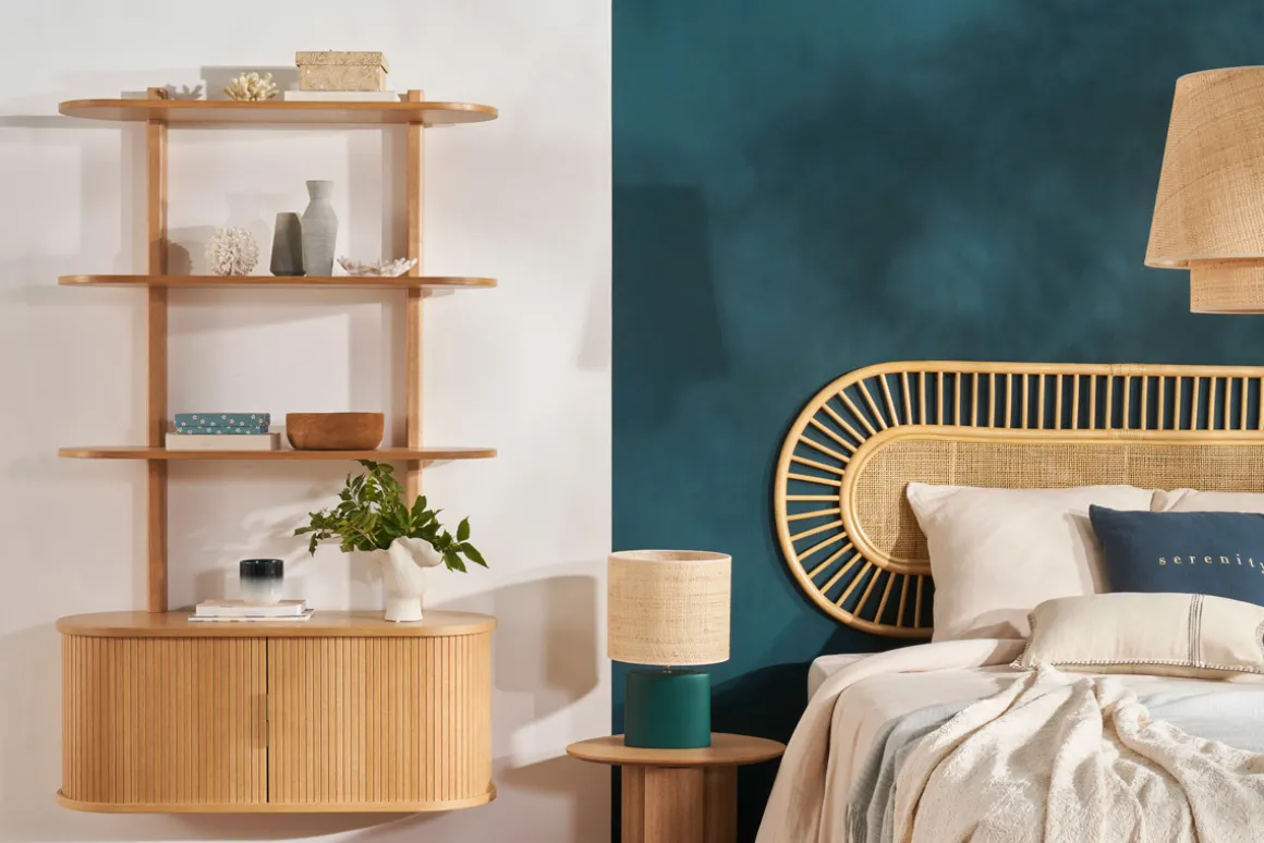 Miliboo Bibliothèque Et Étagère|Bibliothèque Et Étagère-Bibliothèque murale en bois clair chêne avec rangement 2 portes coulissantes L90 cm EPIC