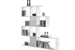 Miliboo Bibliothèque Et Étagère|Bibliothèque Et Étagère-Bibliothèque ouverte séparateur design blanc laqué brillant L139 cm COMO