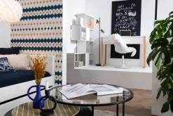 Miliboo Bibliothèque Et Étagère|Bibliothèque Et Étagère-Bibliothèque ouverte séparateur design blanc laqué brillant L139 cm COMO