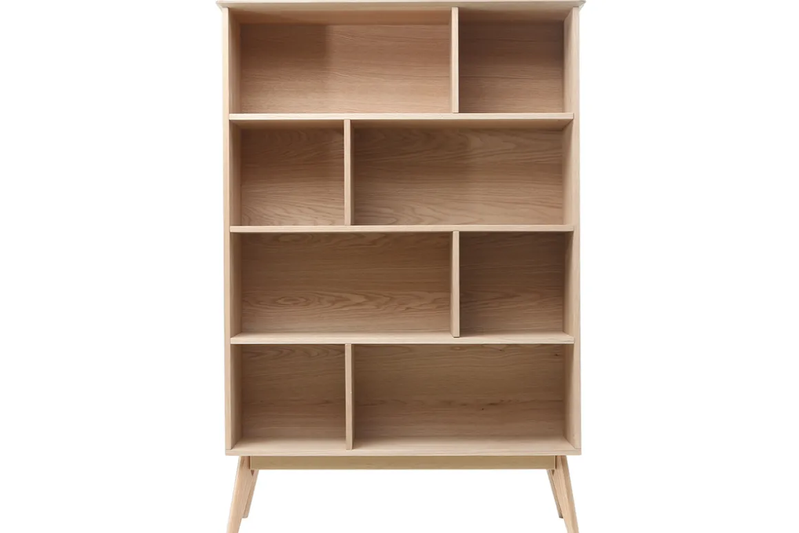 Miliboo Bibliothèque Et Étagère|Bibliothèque Et Étagère-Bibliothèque scandinave en bois clair chêne 8 casiers L110 cm INGRID