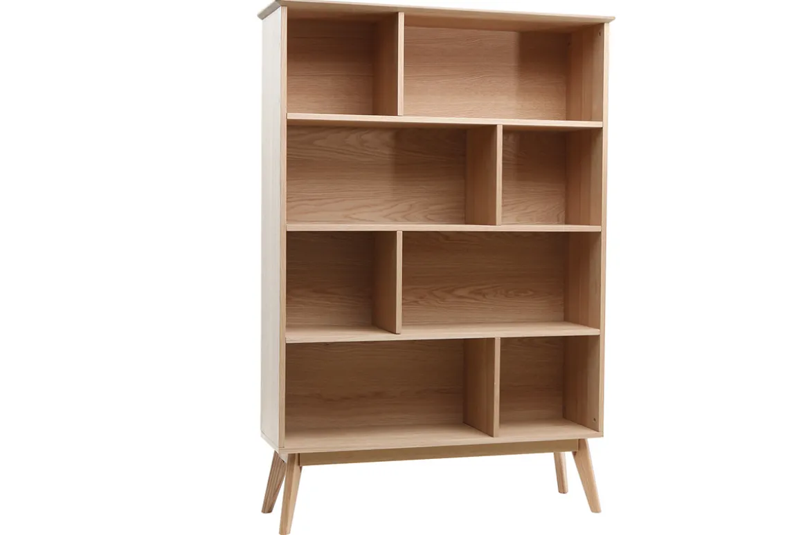 Miliboo Bibliothèque Et Étagère|Bibliothèque Et Étagère-Bibliothèque scandinave en bois clair chêne 8 casiers L110 cm INGRID