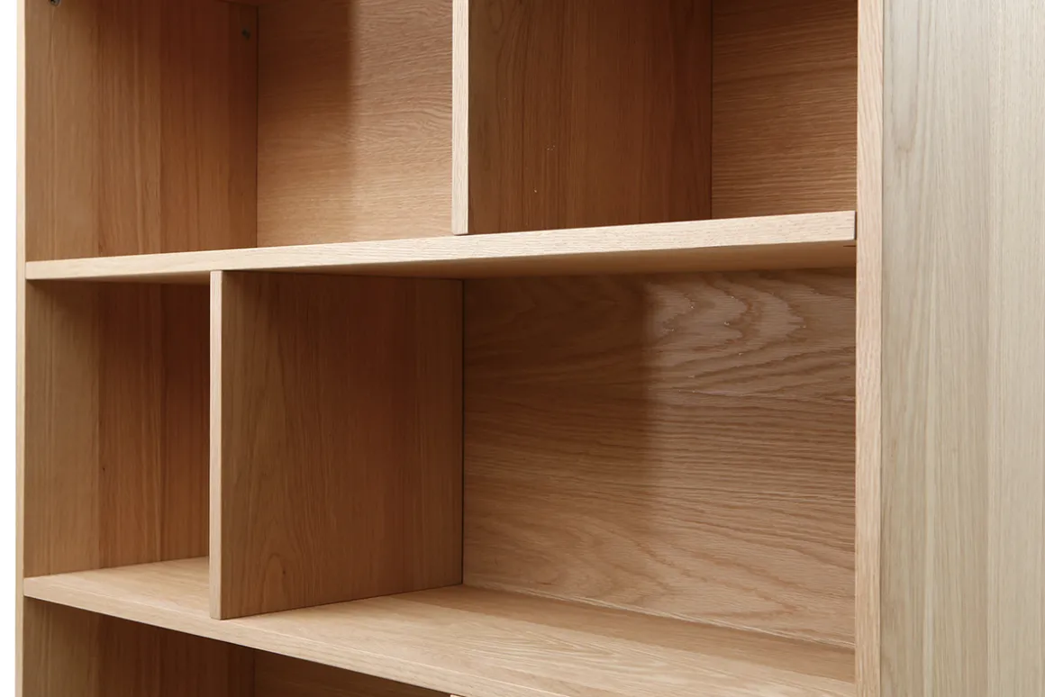 Miliboo Bibliothèque Et Étagère|Bibliothèque Et Étagère-Bibliothèque scandinave en bois clair chêne 8 casiers L110 cm INGRID