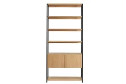 Miliboo Bibliothèque Et Étagère|Bibliothèque Et Étagère-Bibliothèque étagère avec rangement fermé finition bois clair chêne et métal noir L94 cm FLEA