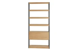 Miliboo Bibliothèque Et Étagère|Bibliothèque Et Étagère-Bibliothèque étagère avec rangement fermé finition bois clair chêne et métal noir L94 cm FLEA