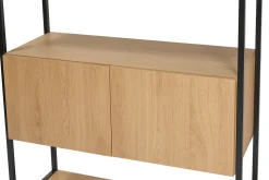 Miliboo Bibliothèque Et Étagère|Bibliothèque Et Étagère-Bibliothèque étagère avec rangement fermé finition bois clair chêne et métal noir L94 cm FLEA