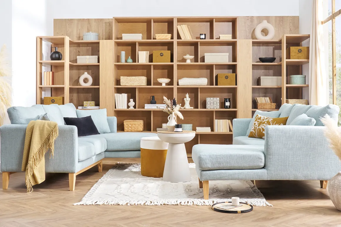 Miliboo Bibliothèque Et Étagère|Bibliothèque Et Étagère-Bibliothèque étagère d'angle finition bois clair chêne L95 cm MUSSO