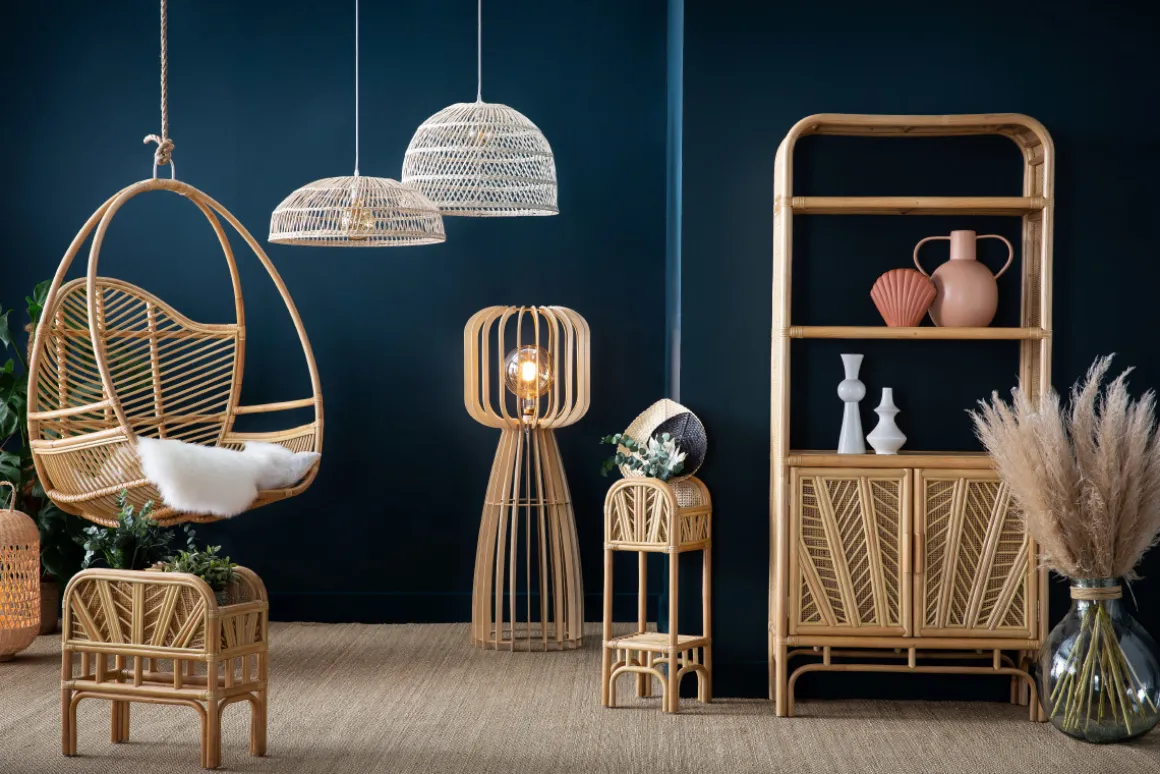 Miliboo Bibliothèque Et Étagère|Bibliothèque Et Étagère-Bibliothèque vintage en rotin naturel L80 cm GALON