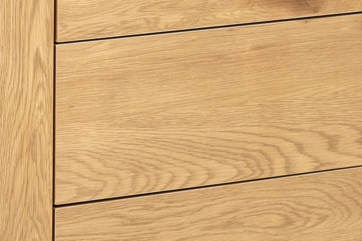 Miliboo Buffet-Buffet bas industriel finition bois clair et métal noir 1 porte 3 tiroirs L120 cm TRESCA