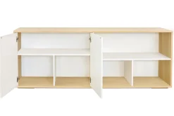 Miliboo Bibliothèque Et Étagère|Bibliothèque Et Étagère-Buffet bas scandinave finition bois clair et blanc L190 cm EZIA