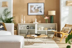 Miliboo Bibliothèque Et Étagère|Bibliothèque Et Étagère-Buffet bas scandinave finition bois clair et blanc L190 cm EZIA