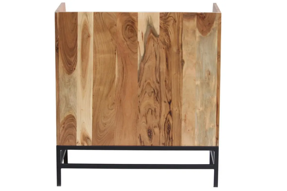 Miliboo Buffet-Buffet de rangement vinyles en bois massif et métal noir L76 cm BLUES